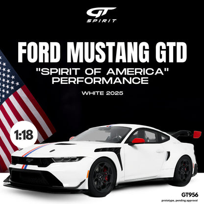 GT Spirit 1/18 2025 Ford Mustang GTD Spirit Of America Performance Resin White - GT956