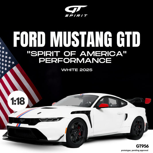 GT Spirit 1/18 2025 Ford Mustang GTD Spirit Of America Performance Resin White - GT956