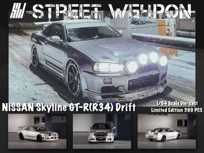 Street Warrior 1/64 Nissan Skyline GT-R BNR34 Z-Tune Drift Silver