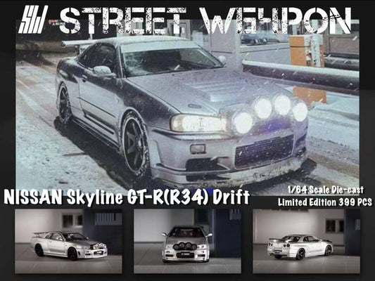 Street Warrior 1/64 Nissan Skyline GT-R BNR34 Z-Tune Drift Silver