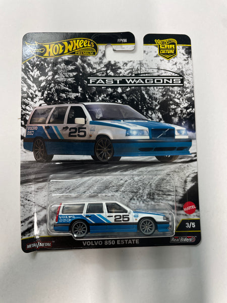 Hot Wheels 1/64 Car Culture Fast Wagons Volvo 850 Estate Blue & White - Damaged Card