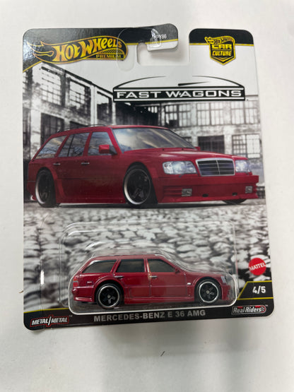 Hot Wheels 1/64 Car Culture Fast Wagons Mercedes-Benz E 36 AMG Red - Damaged Card