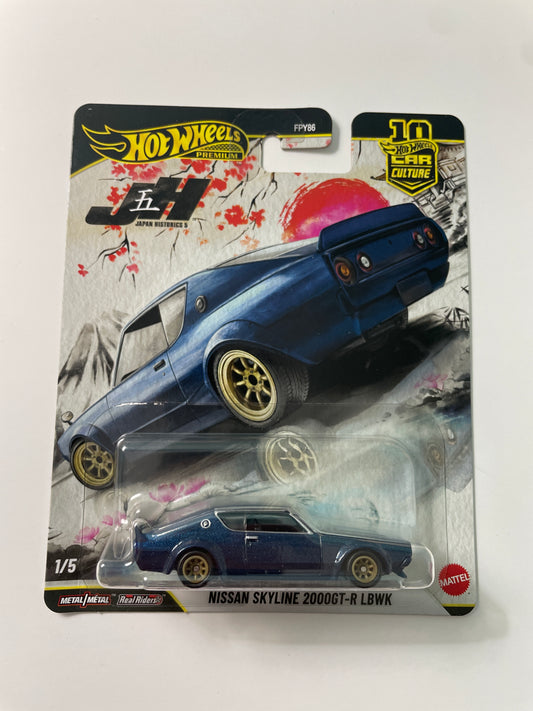 Hot Wheels 1/64 Car Culture Japan Historics 5 Nissan Skyline 2000GT-R LBWK Blue - JKF11 - Damaged Box