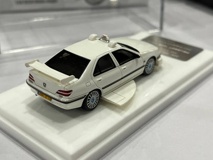 MK Miniatures 1/64 2025 Auto Expo Singapore Peugeot 406 Resin Model Taxi White