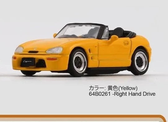 BM Creations 1/64 Suzuki Cappuccino Yellow w/ Extra Wheels & Removable Roof