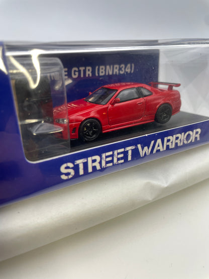 Street Warrior 1/64 Nissan Skyline GT-R BNR34 Camper w/ Tent Red
