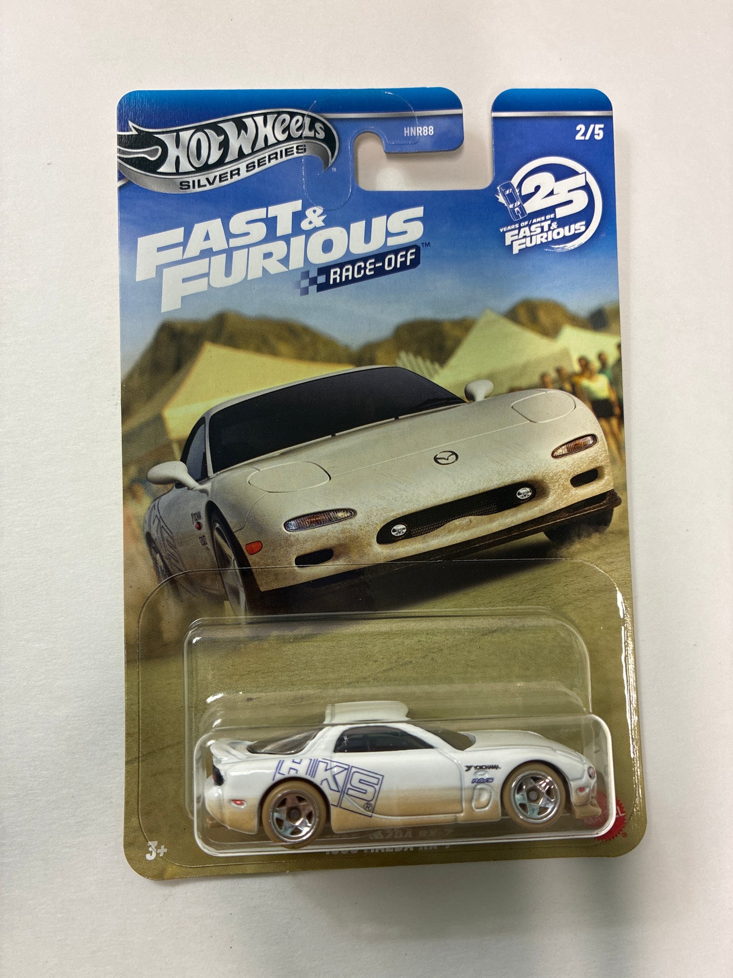 Hot Wheels 1/64 Silver Series Fast and Furious Race-Off 1995 Mazda Rx-7 White - JKX16
