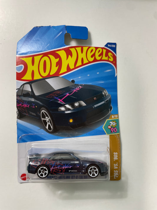 *Japan Card* Hot Wheels 1/64 Nissan Skyline GT-R (BCNR33) Blue - Damaged Box