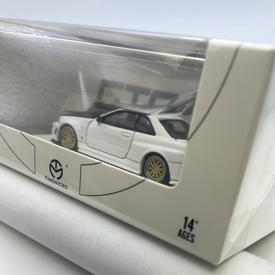 Time Micro 1/64 Nissan Skyline GT-R R34 White – Flipn Diecast