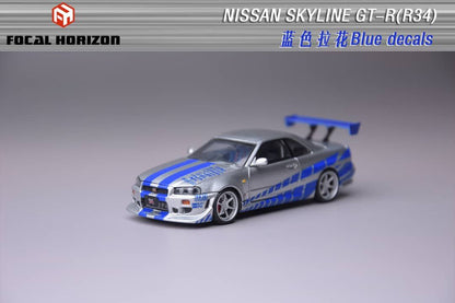 Focal Horizon 1/64 Nissan Skyline GTR R34 Silver & Blue