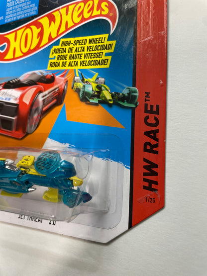 Hot Wheels 1/64 High Speed Wheels Track Stars Jet Threat 3.0 Yellow & Blue BDW21 - Damaged Box