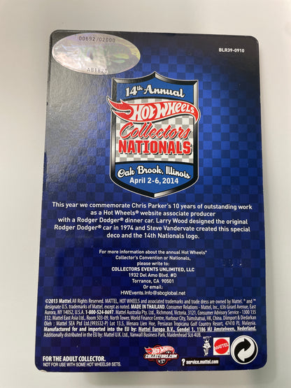 Hot Wheels 1/64 14th Annual Collectors Nationals Convention Dinner Rodger Dodger Blue