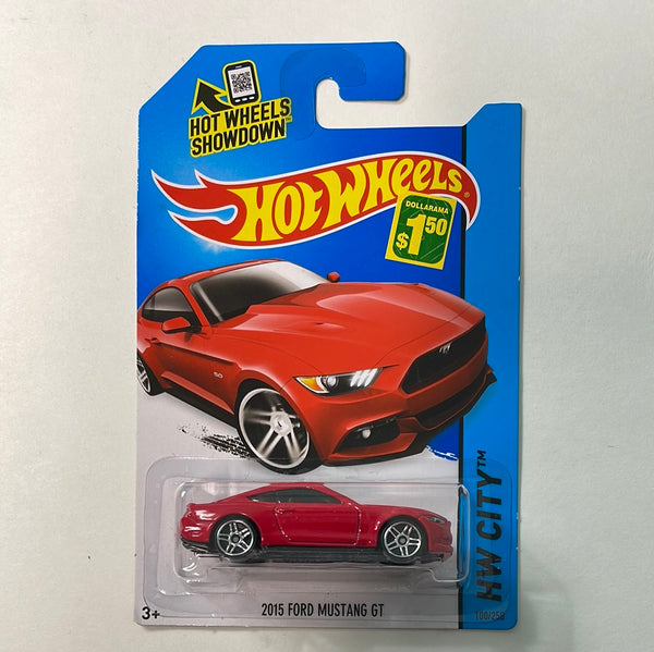 Hot Wheels 1/64 2015 Ford Mustang GT Red Damaged Card