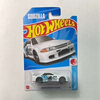 Hot Wheels 1/64 Godzilla Nissan Skyline GT-R (R32) White - Damaged Card