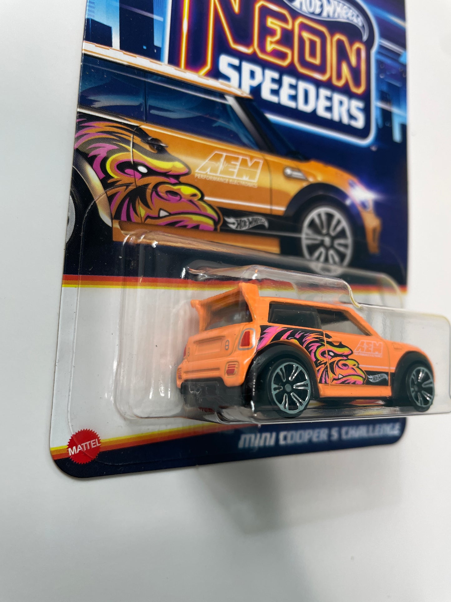 Hot Wheels 1/64 Neon Speeders Mini Cooper S Challenger Orange