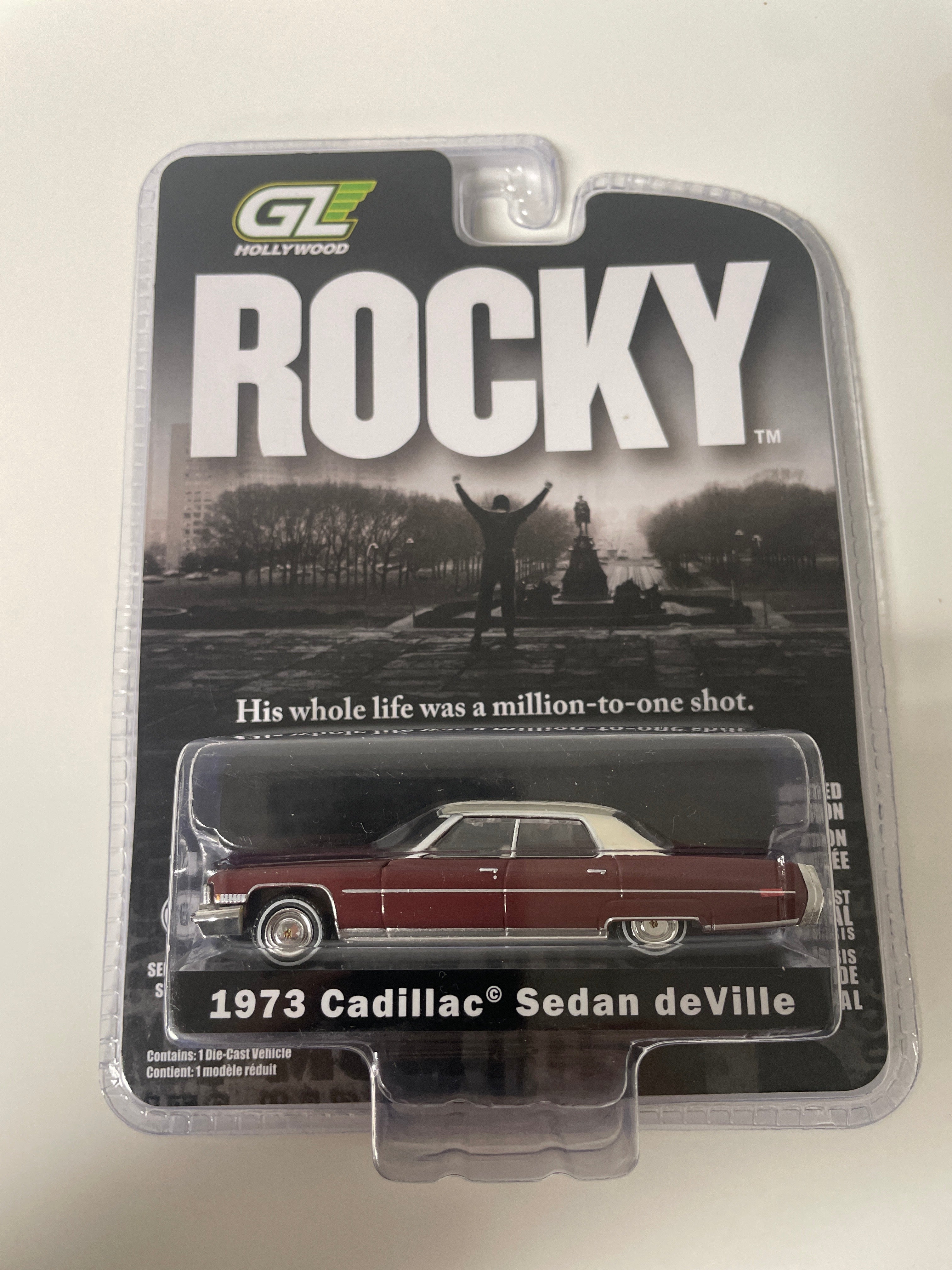 Greenlight 1/64 Hollywood Rocky 1973 Cadillac Sedan deVille Red