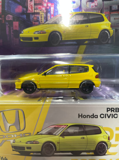 Pop Race 1/64 Honda Civic EG6 Vancouver Edition Yellow - PRB004