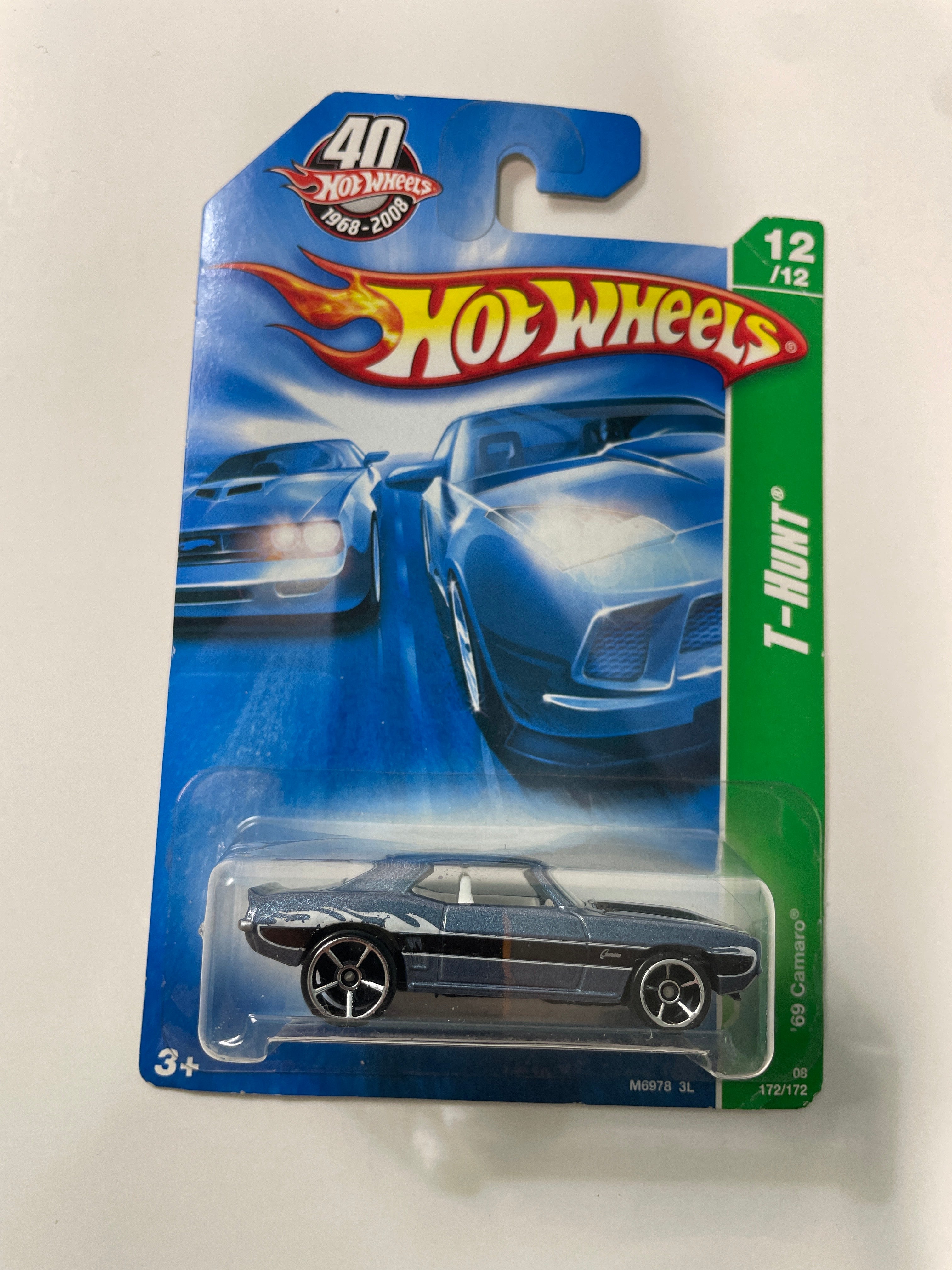 Hot Wheels 1/64 Treasure Hunt '69 Camaro Blue - Damaged Box