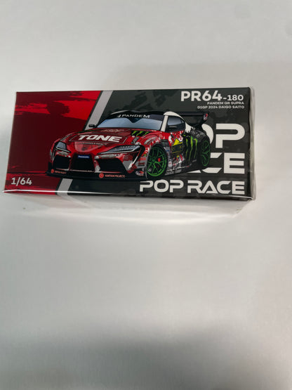 Pop Race 1/64 Pandem GR Toyota Supra D1GP 2024 Daigo Saito Red - PR64-0180