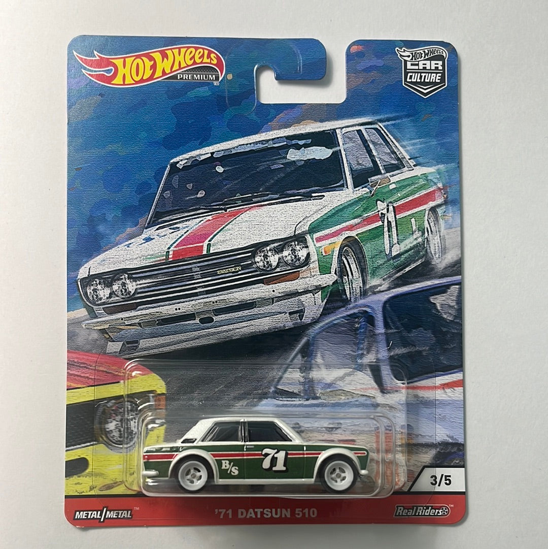 Hot Wheels Car Culture Door Slammers ‘71 Datsun 510 White & Green