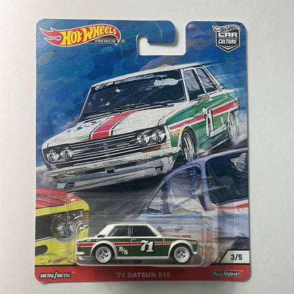 Hot Wheels Car Culture Door Slammers ‘71 Datsun 510 Green - Damaged Box