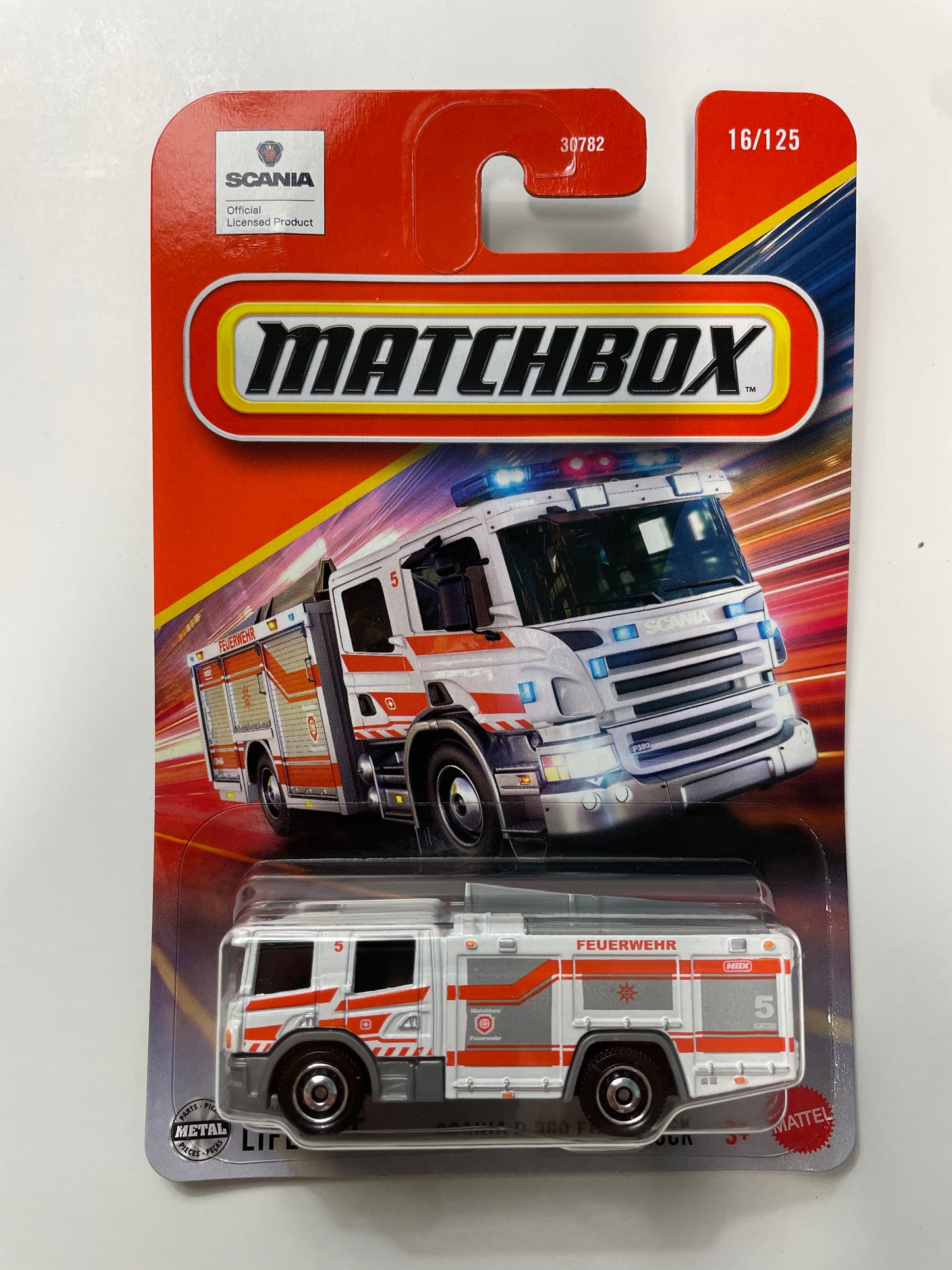 Matchbox 1/64 Scania P 360 Fire Truck White