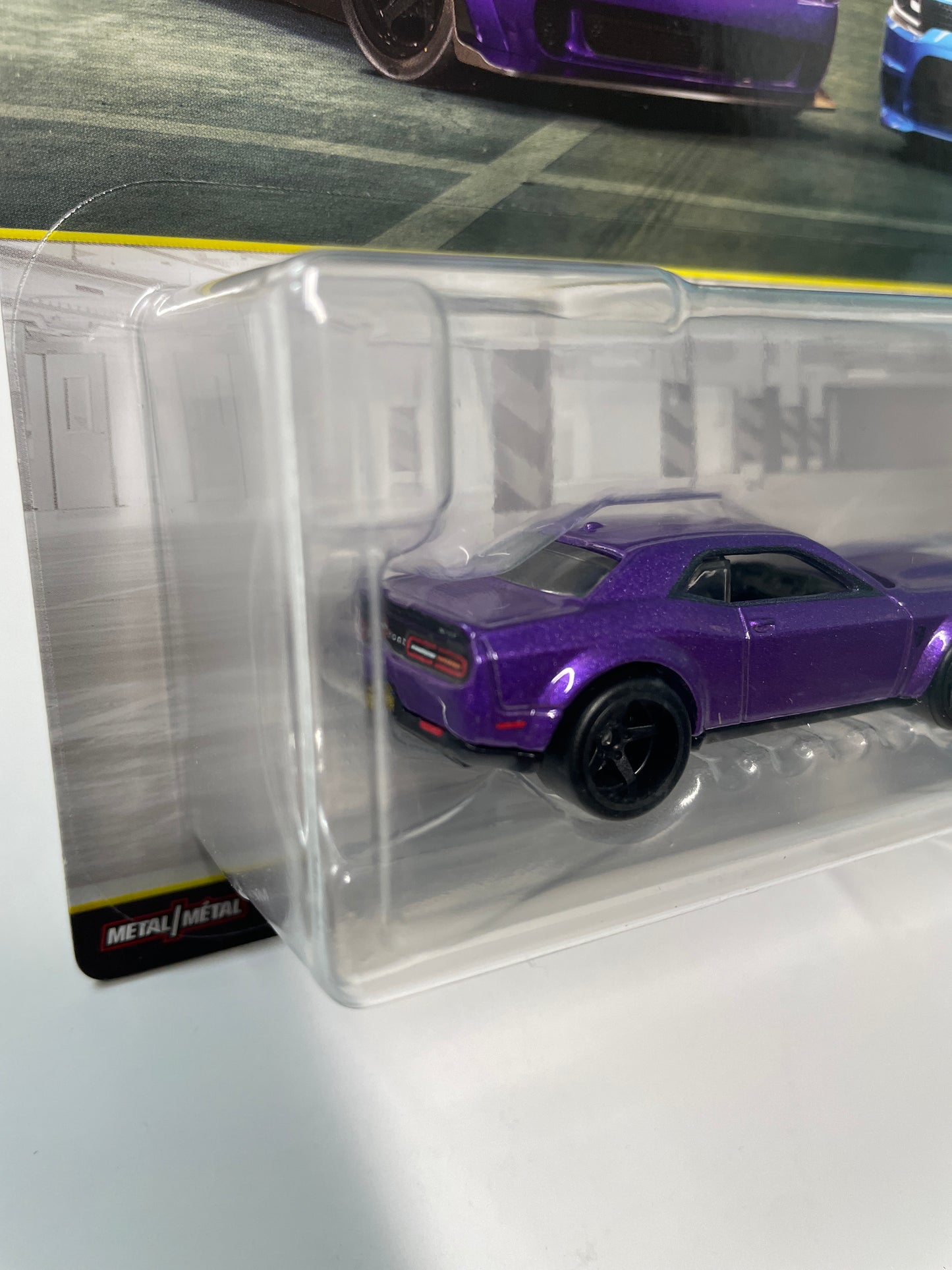 Hot Wheels 1/64 Premium Car Culture 2 Pack 2018 Dodge Challenger SRT Demon Purple & 2015 Dodge Charger SRT Blue - JHW47
