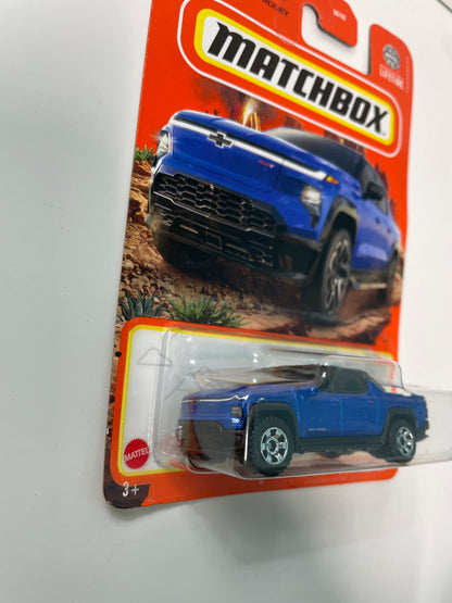 Matchbox 1/64 2024 Chevy Silverado EV Blue - Damaged Card
