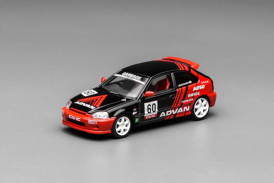 Motorhelix 1/64 Honda Civic Type R (EK9) Advan Red & Black #60 - M65026