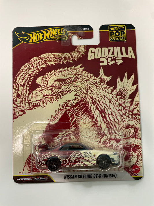 Hot Wheels 1/64 Pop Culture Godzilla Nissan Skyline GT-R (BNR34) Red - JHW90 - Damaged Box