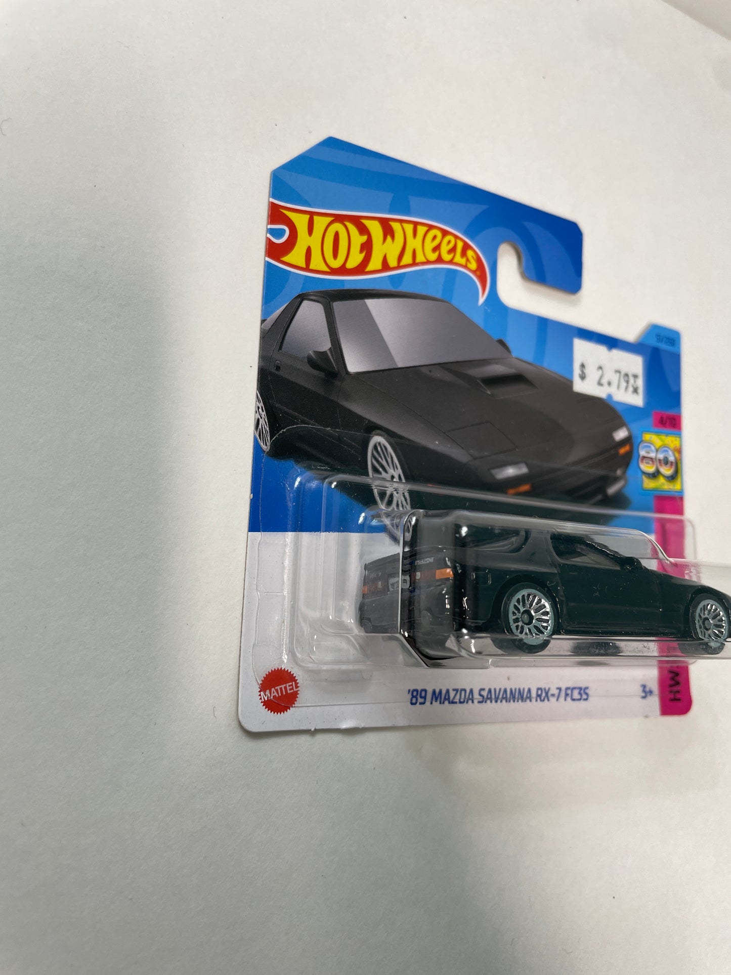Hot Wheels 1/64 ‘89 Mazda Savanna RX-7 FC3S Short Card Black - Damaged Box
