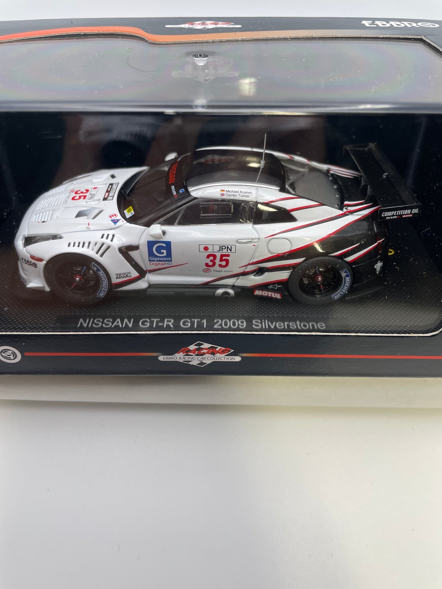 Ebbro 1/43 Nissan GT-R GT1 2009 Silverstone n35 White