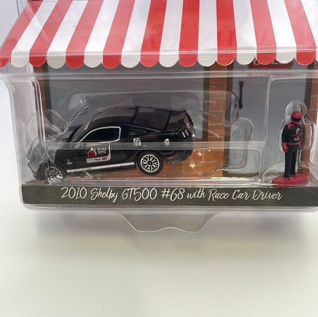1/64 Greenlight The Hobby Shop Series 15 2010 Shelby GT500 #68 w/ Race Car Driver Black (Read Description)