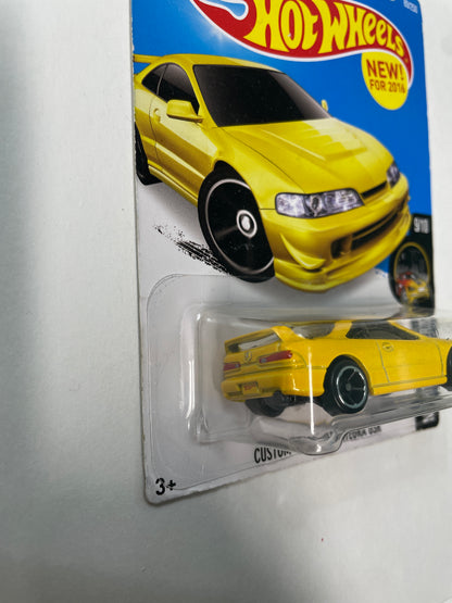 Hot Wheels 1/64 Custom ‘01 Acura Integra GSR Yellow - Damaged Car & Card (Read description)