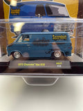 M2 Machines 1/64 Squarebody Smoke Box 1973 Chevrolet Van G10 Blue - Damaged Card