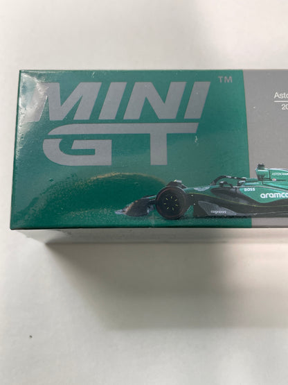 Mini GT 1/64 Aston Martin AMR24 #18 2024 F1 2024 Bahrain GP Lance Stroll Green - MGT01001 - Damaged Box