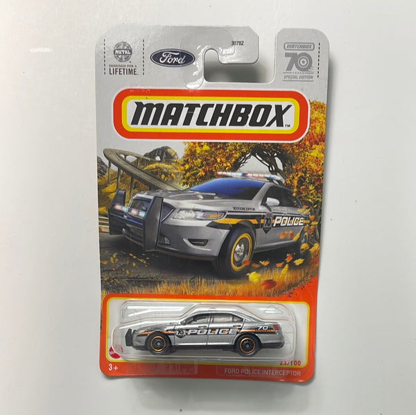 Matchbox 1/64 Ford Police Interceptor Grey - Damaged Card