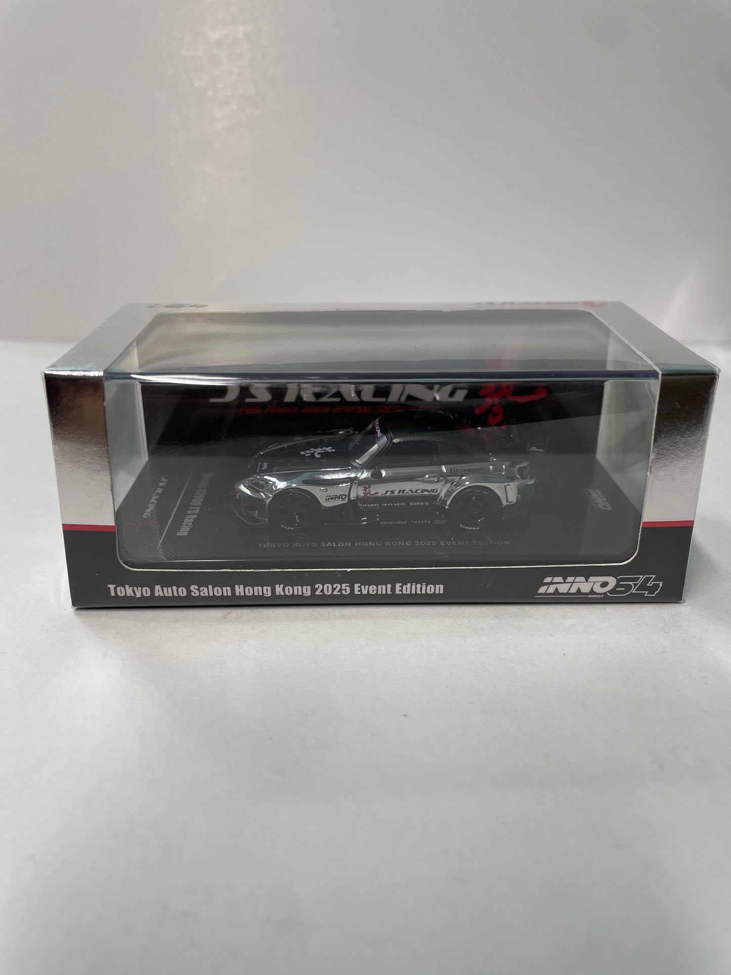 Inno64 1/64 Honda S2000 J'S Racing Tokyo Auto Salon Hong Kong 2025 Event Edition Chrome Silver - IN64-S2000JS-TASHK25