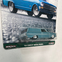 Hot Wheels 1/64 Car Culture Fast Wagons ‘64 Chevy Nova Panel Blue - Damaged Card