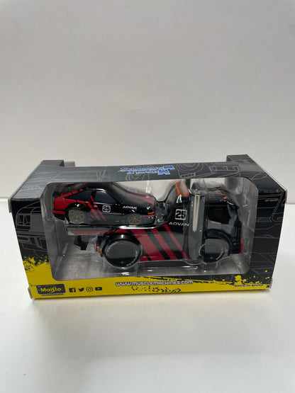 Muscle Machines 1/64 Muscle Transports JDM Flatbed / 1983-85 Toyota Trueno Sprinter (AE86) Red & Black - 11557