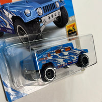 Hot Wheels 1/64 Treasure Hunt Humvee Blue - Damaged Card