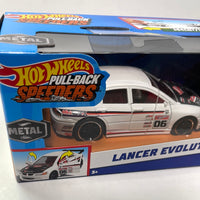 1/43 Hot Wheels Pull-Back Speeders Mitsubishi Lancer Evolution IX White