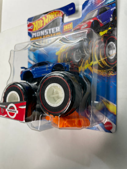 Hot Wheels 1/64 Monster Trucks Treasure Hunt Nissan Blue - Damaged Card