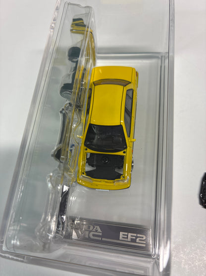 BM Creations 1/64 Honda Civic EF2 Custom Yellow - 64B0470 - Damaged Car (Open box- Read description)