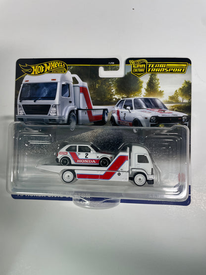 Hot Wheels 1/64 Car Culture Team Transport G Case '73 Honda Civic Custom w/ Aero Lift White & Red