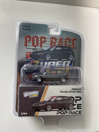 Pop Race 1/64 Honda Civic EG6 Supercon 2026 Edition Dark Grey - PRB002