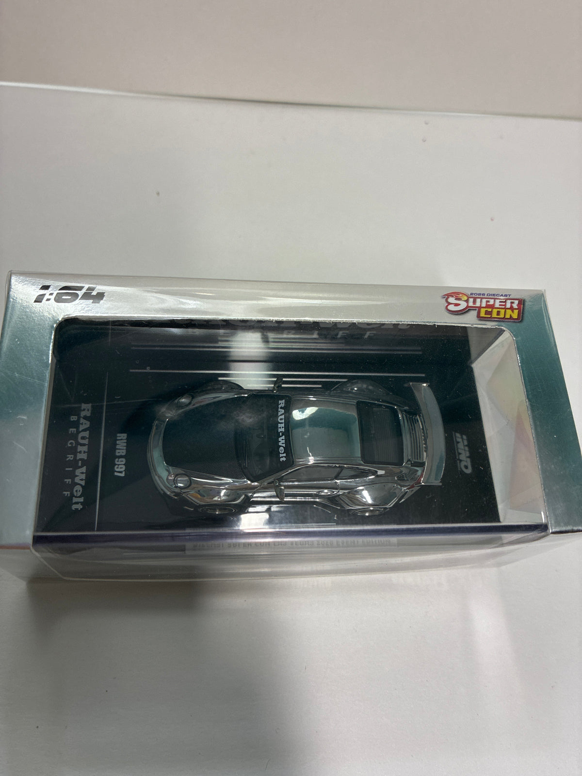 Inno64 1/64 Diecast Super Con Las Vegas 2026 Event Edition RWB Porsche 997 Chrome Silver - IN64-RWB997-DSCLV26