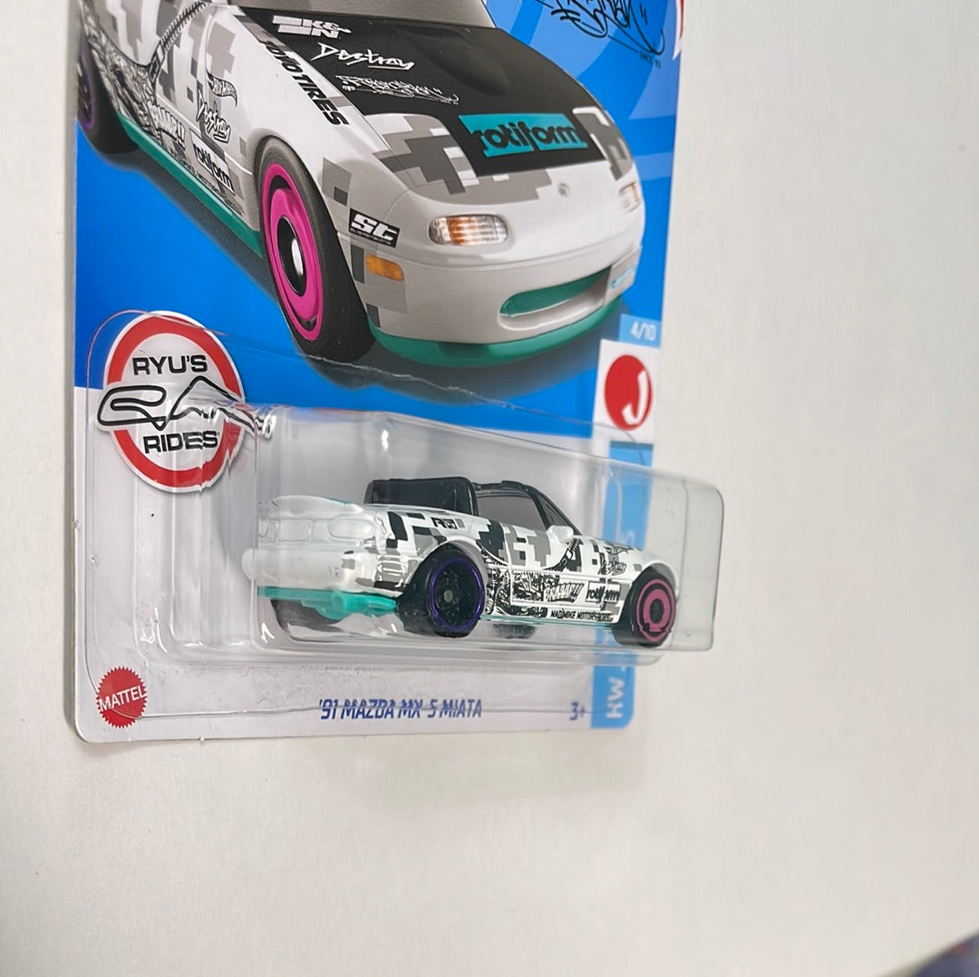 *Japan Card* Hot Wheels 1/64 ‘91 Mazda MX-5 Miata White