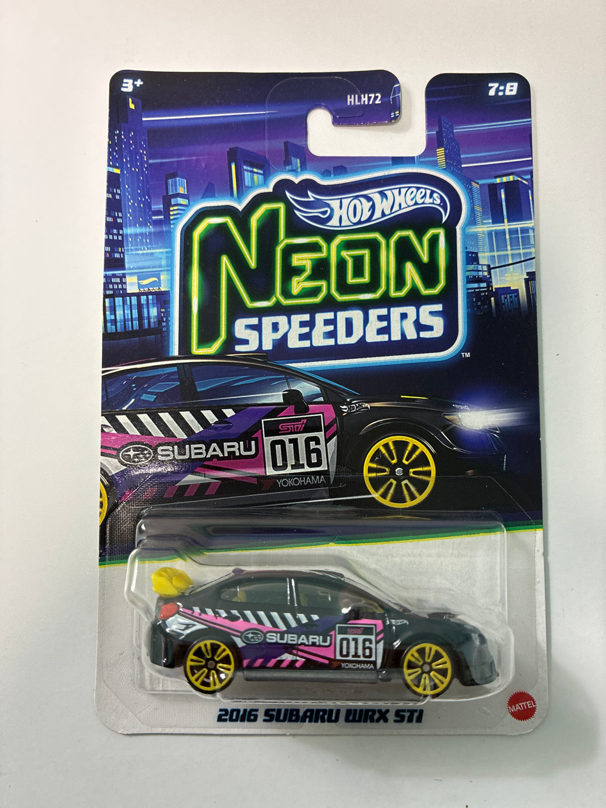 Hot Wheels 1/64 Neon Speeders 2016 Subaru WRX STI Black & Pink - JKY06