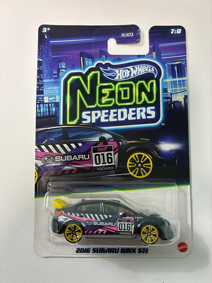 Hot Wheels 1/64 Neon Speeders 2016 Subaru WRX STI Black & Pink - JKY06